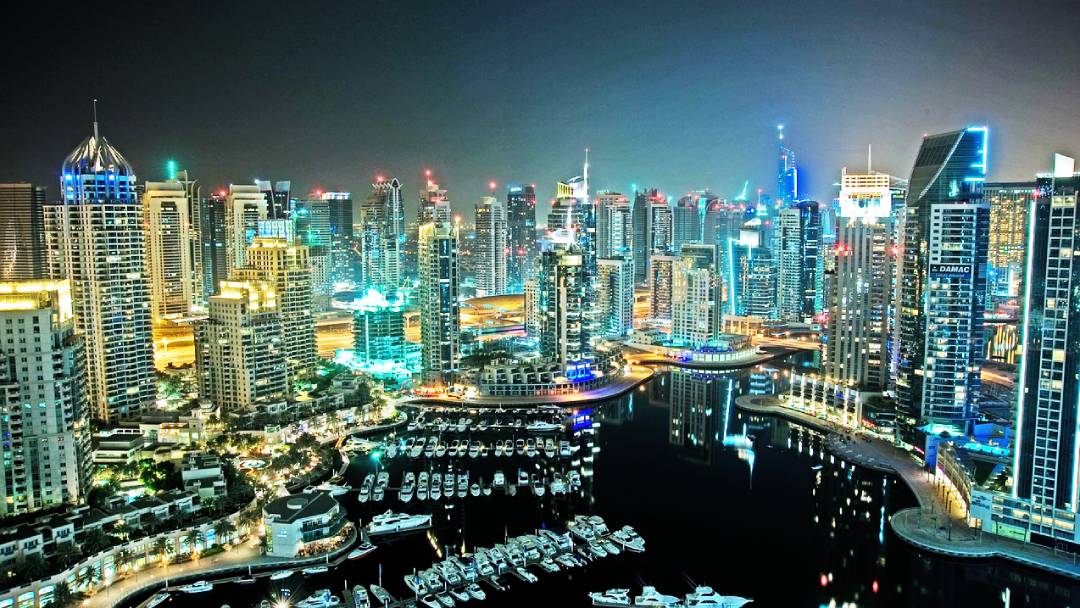 Dubai night city view