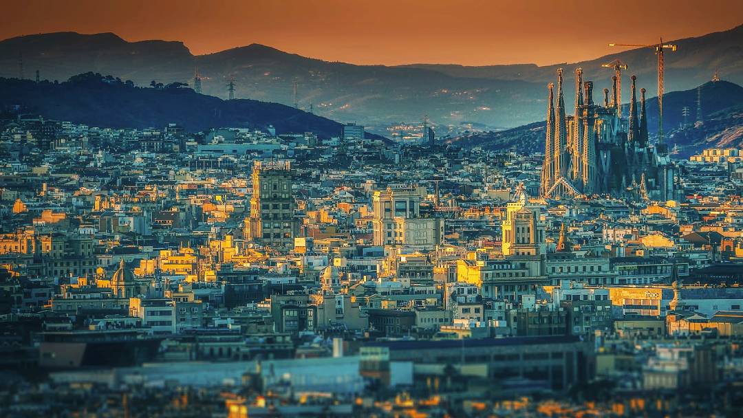 barcelona city view at evening