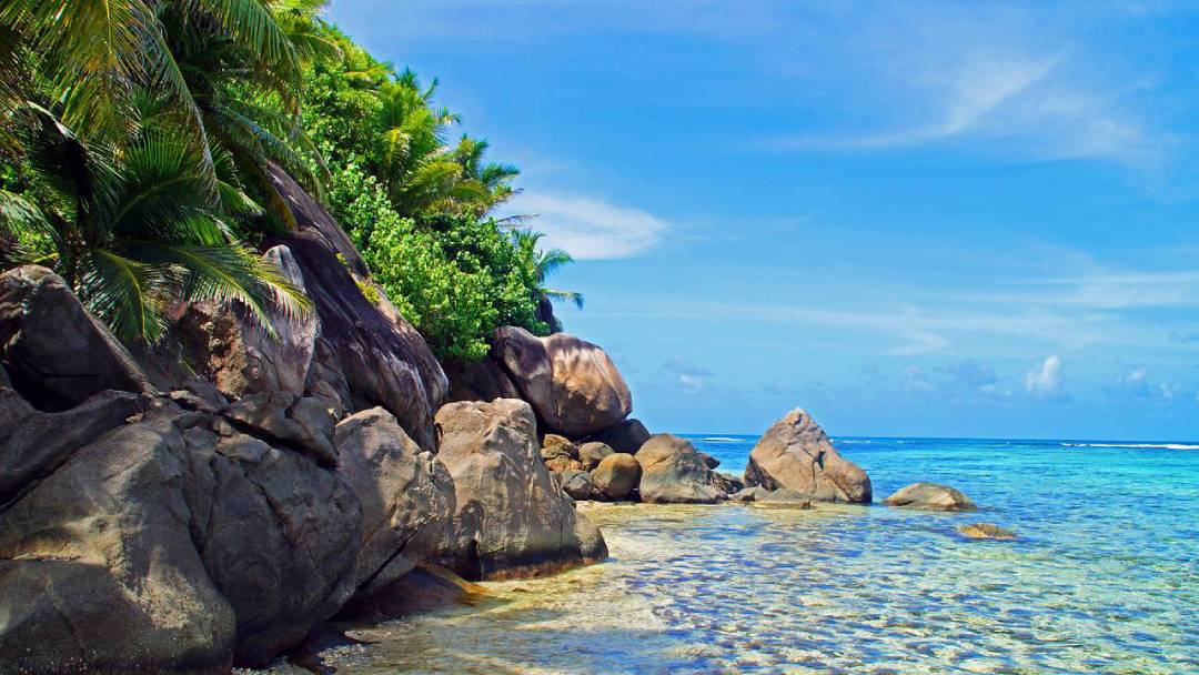 crystal water beach on Seychelles