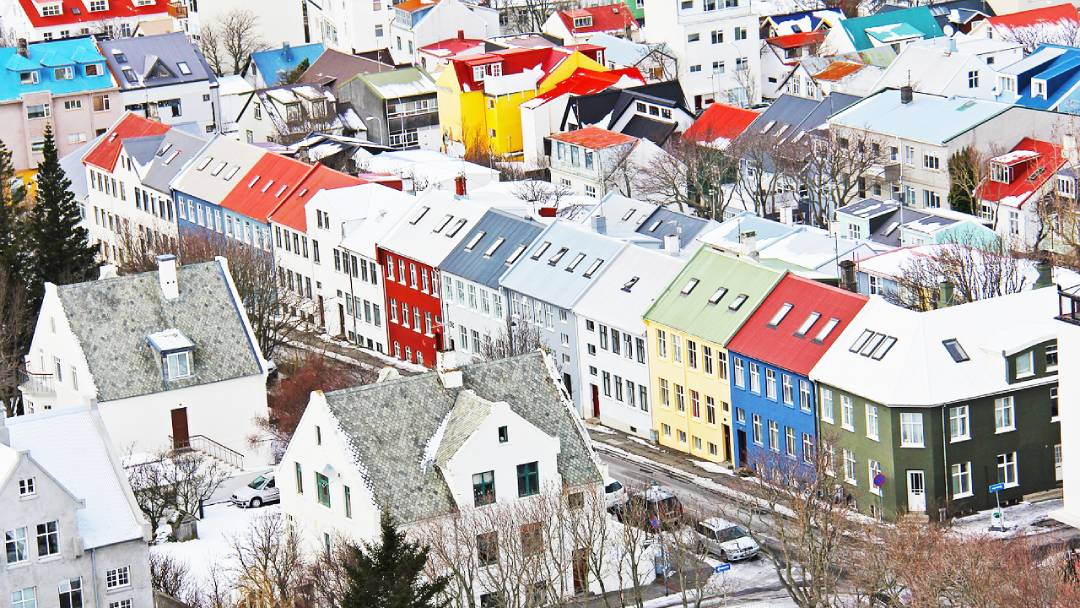 top view city in iceland